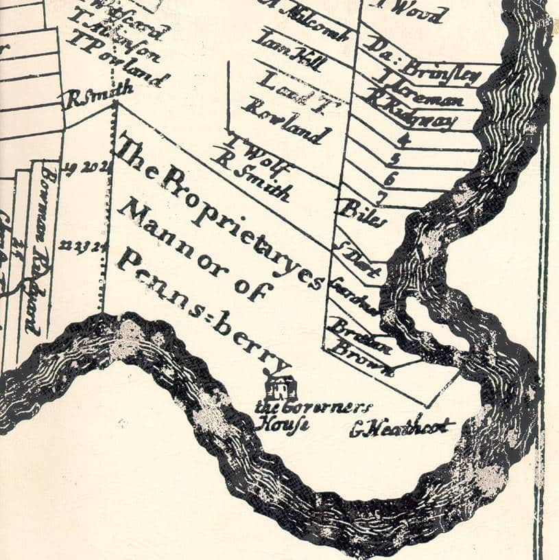 A 17th-century map of the immediate area around Pennsbury Manor.