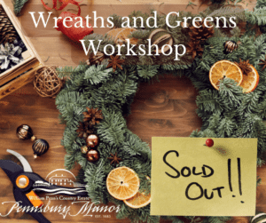 Sold out sign on a christmas wreath