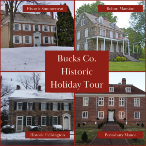 4 historic houses in the winter time in Lower Bucks County